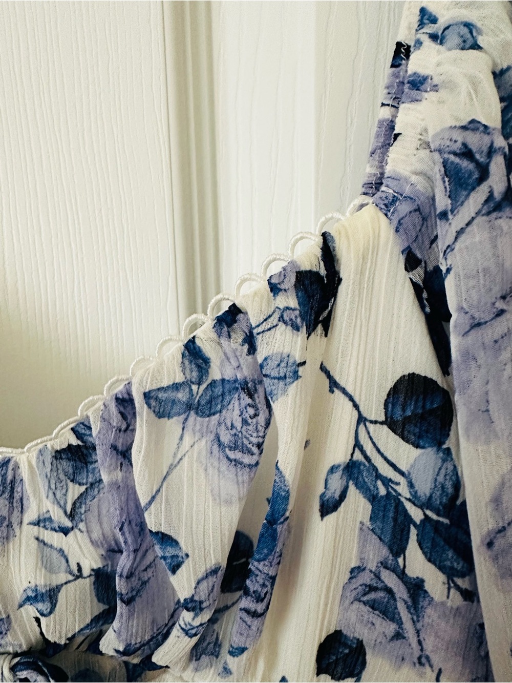 Altar’d State blue floral tiered mini dress XS puff sleeves - Picture 4 of 13
